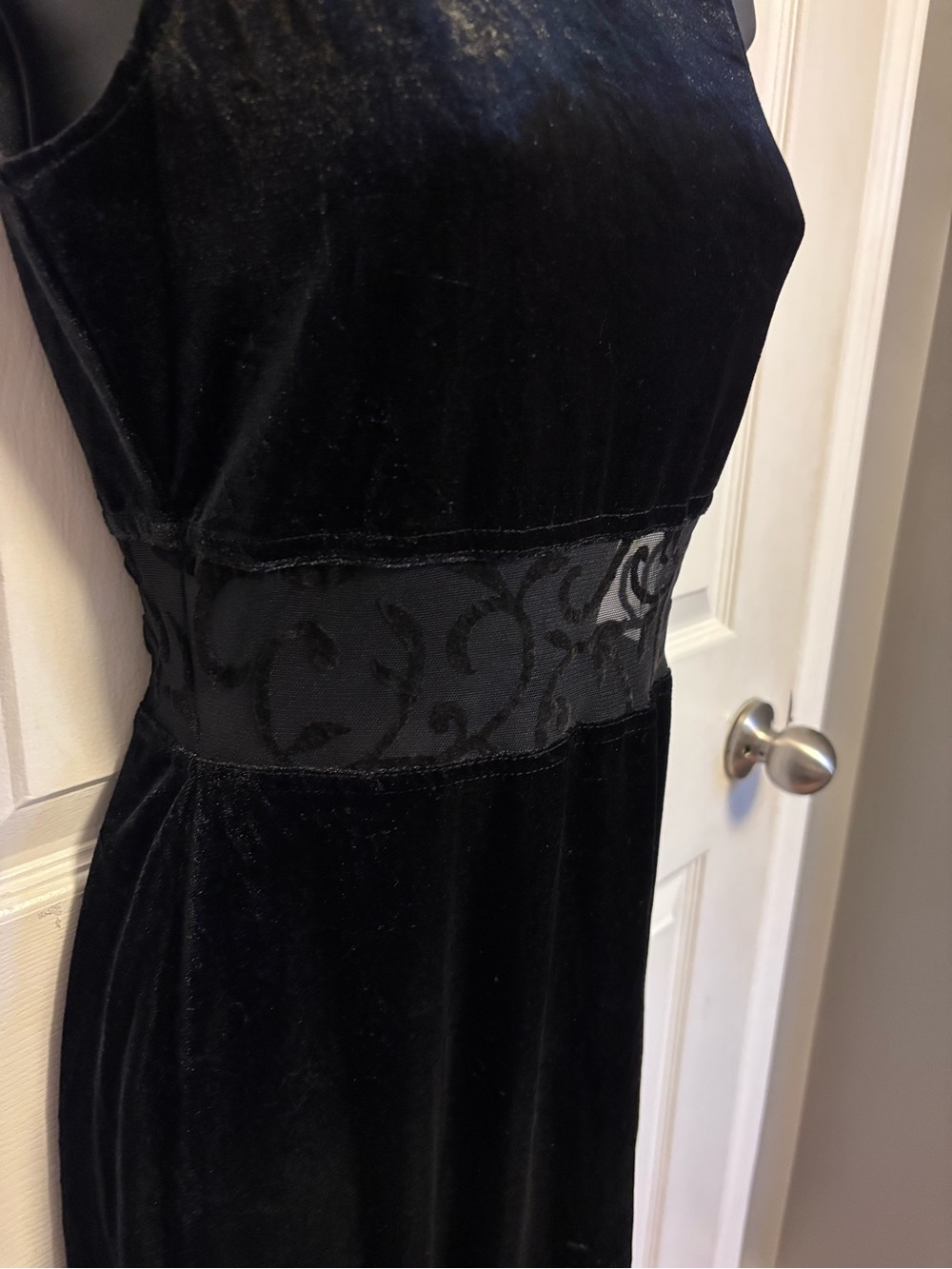Whimsigoth Witchy VTG 90s All That Jazz Black Velvet Maxi Dress S